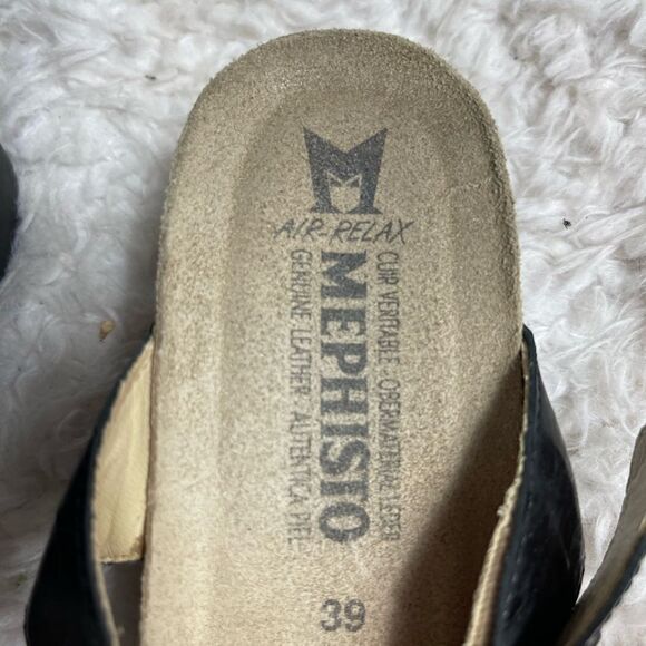 Mephisto Air Relax leather black straps wedge sandals silver tone buckle EURSZ39 - Picture 9 of 13